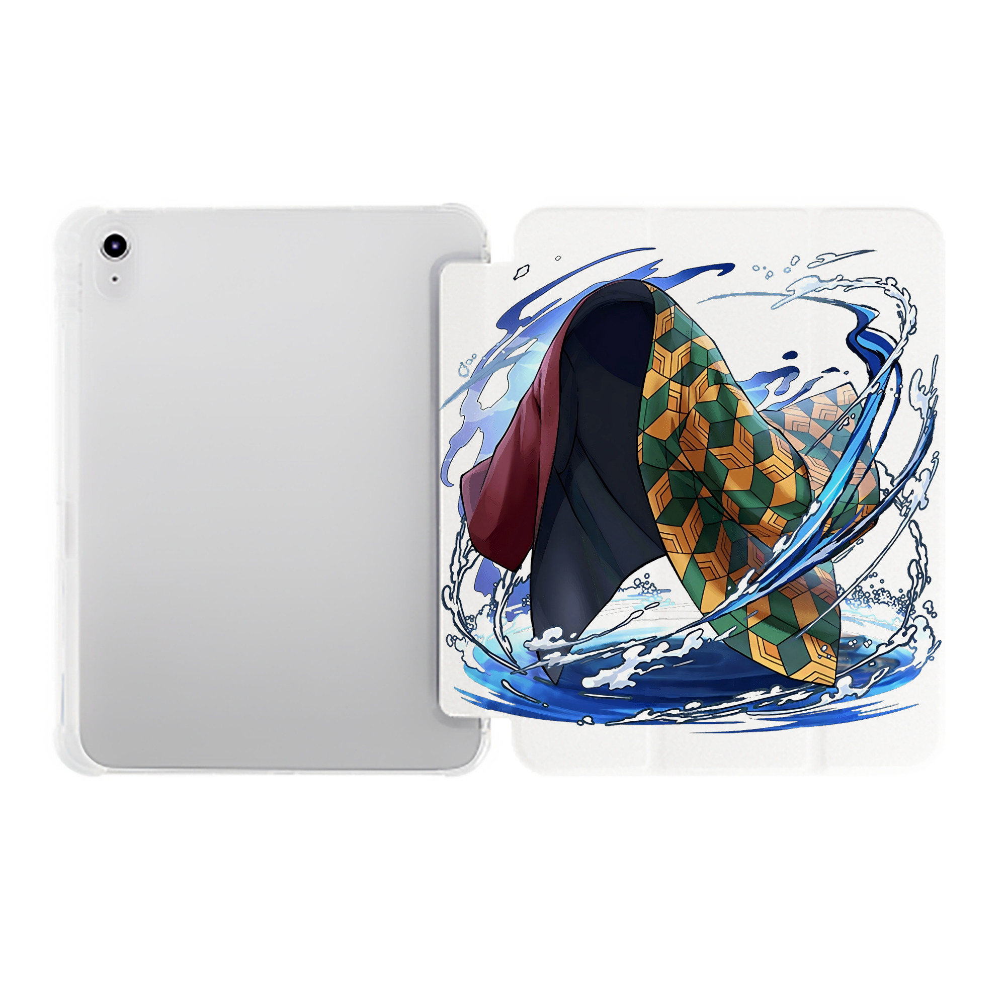 （画像用） 鬼滅の刃（きめつのやいば）水柱-冨岡 義勇／とみおか ぎゆう Tomioka Giyuu IPad ケース ペン収納付き 三つ折りスタンド PUレザー×シリコン 対応機種9.5/10.5/10.9インチ